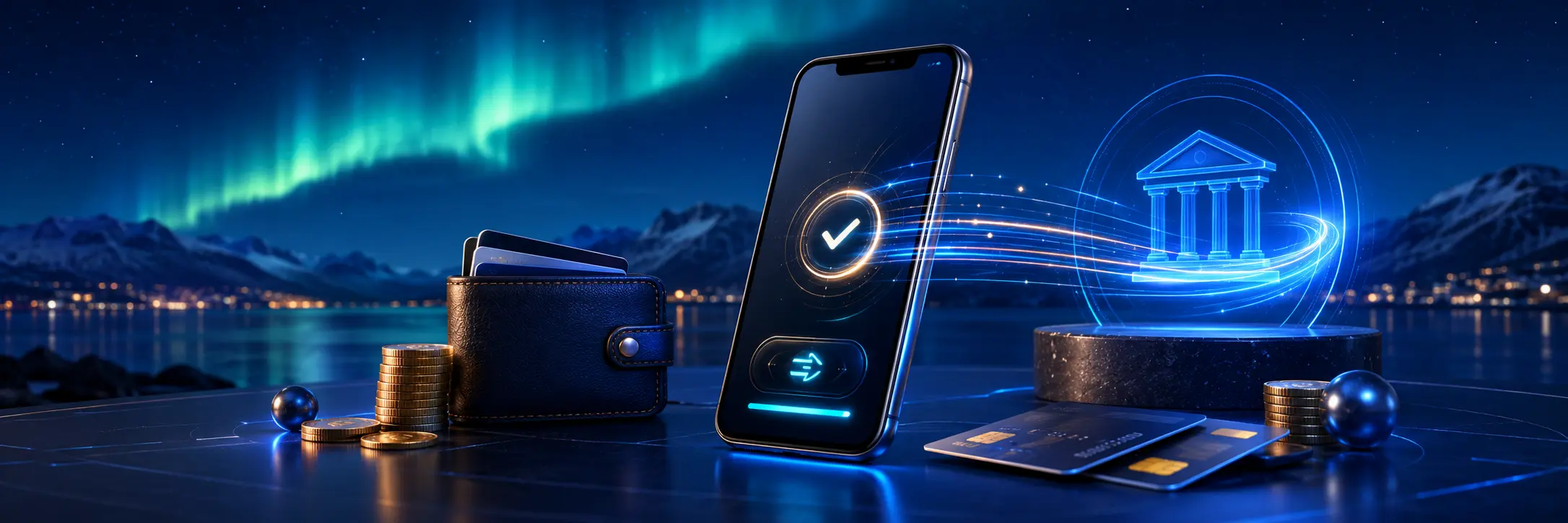 Kuvitus mobiilikasinon pikapankkimaksusta, eurotalletuksesta ja kotiutusprosessista